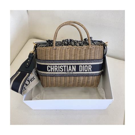 christian dior navy blue bag|Christian Dior wicker bag.